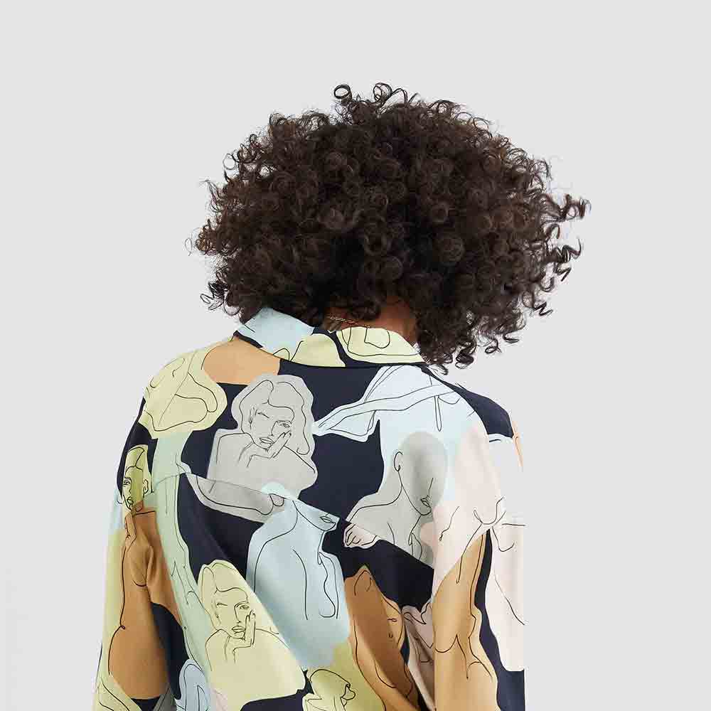Abstract Print Cotton Blouse - Gambar 3